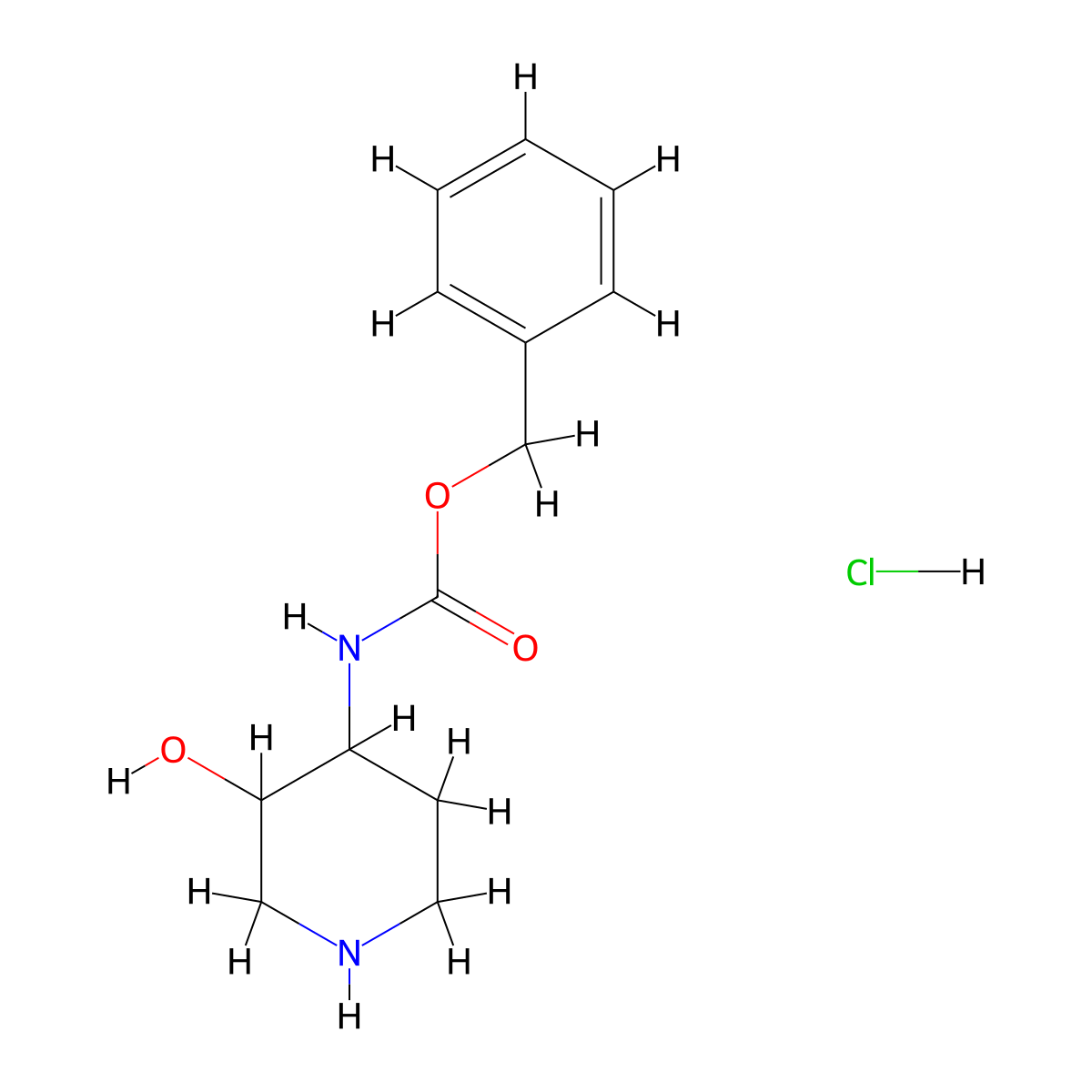 benzyl N-(3-hydroxy-4-piperidyl)carbamate;hydrochloride molecular structure, CAS 1951441-55-6