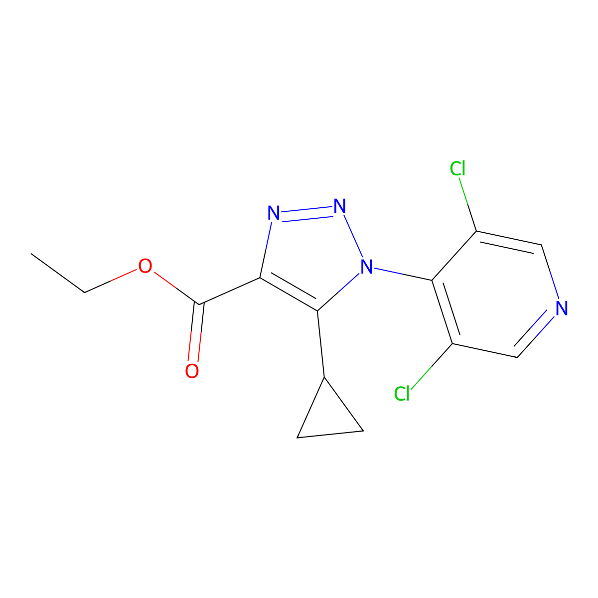 Ethyl 5-cyclopropyl-1-(3,5-dichloropyridin-4-yl)-1H-1,2,3-triazole-4-carboxylate molecular structure, CAS 1951441-56-7