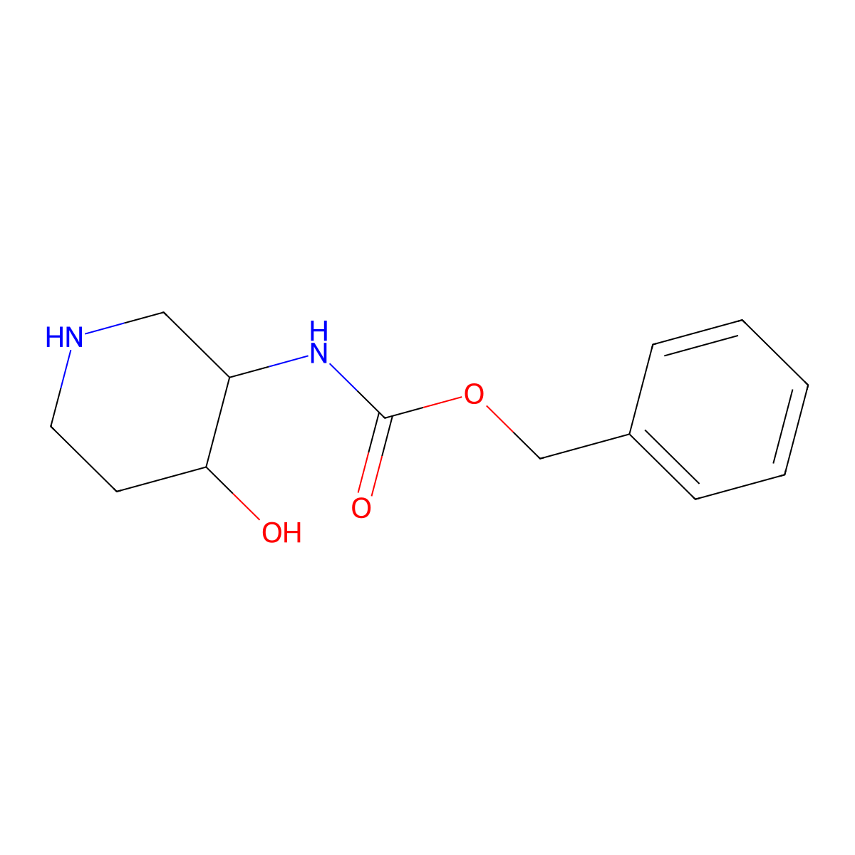 Carbamic acid, N-[(3R,4R)-4-hydroxy-3-piperidinyl]-, phenylmethyl ester, rel- molecular structure, CAS 1951441-57-8
