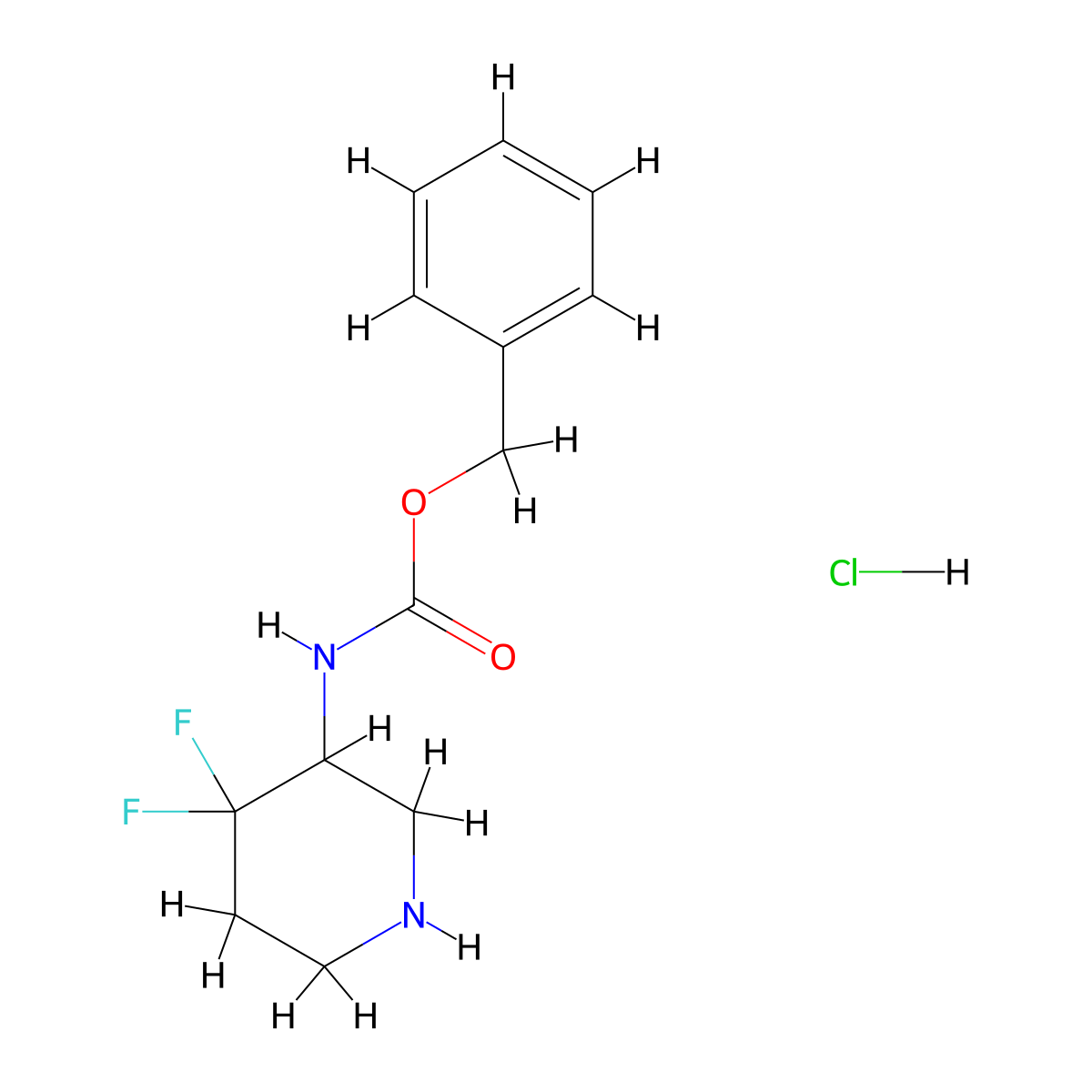 Benzyl (4,4-difluoropiperidin-3-yl)carbamate hydrochloride molecular structure, CAS 1951441-71-6