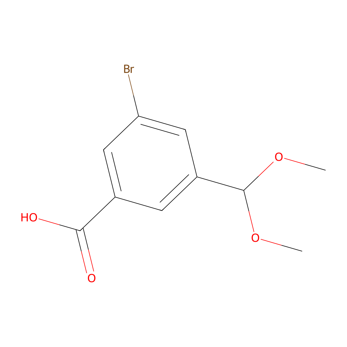 3-Bromo-5-(dimethoxymethyl)benzoic acid molecular structure, CAS 1951441-78-3