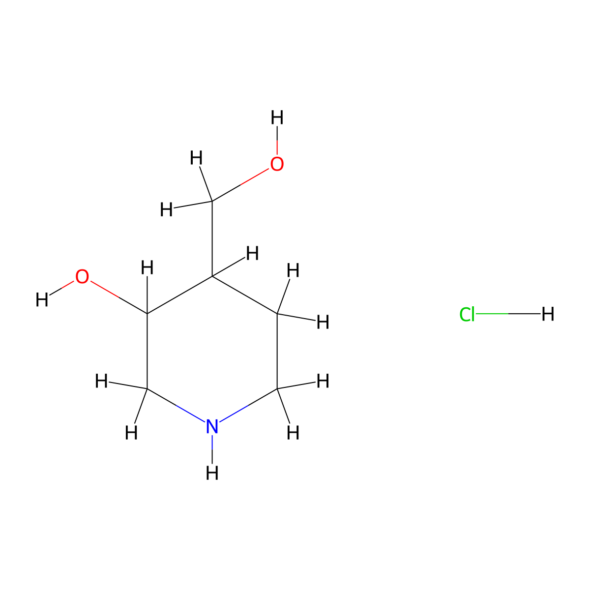 4-(Hydroxymethyl)piperidin-3-ol hydrochloride molecular structure, CAS 1951441-80-7