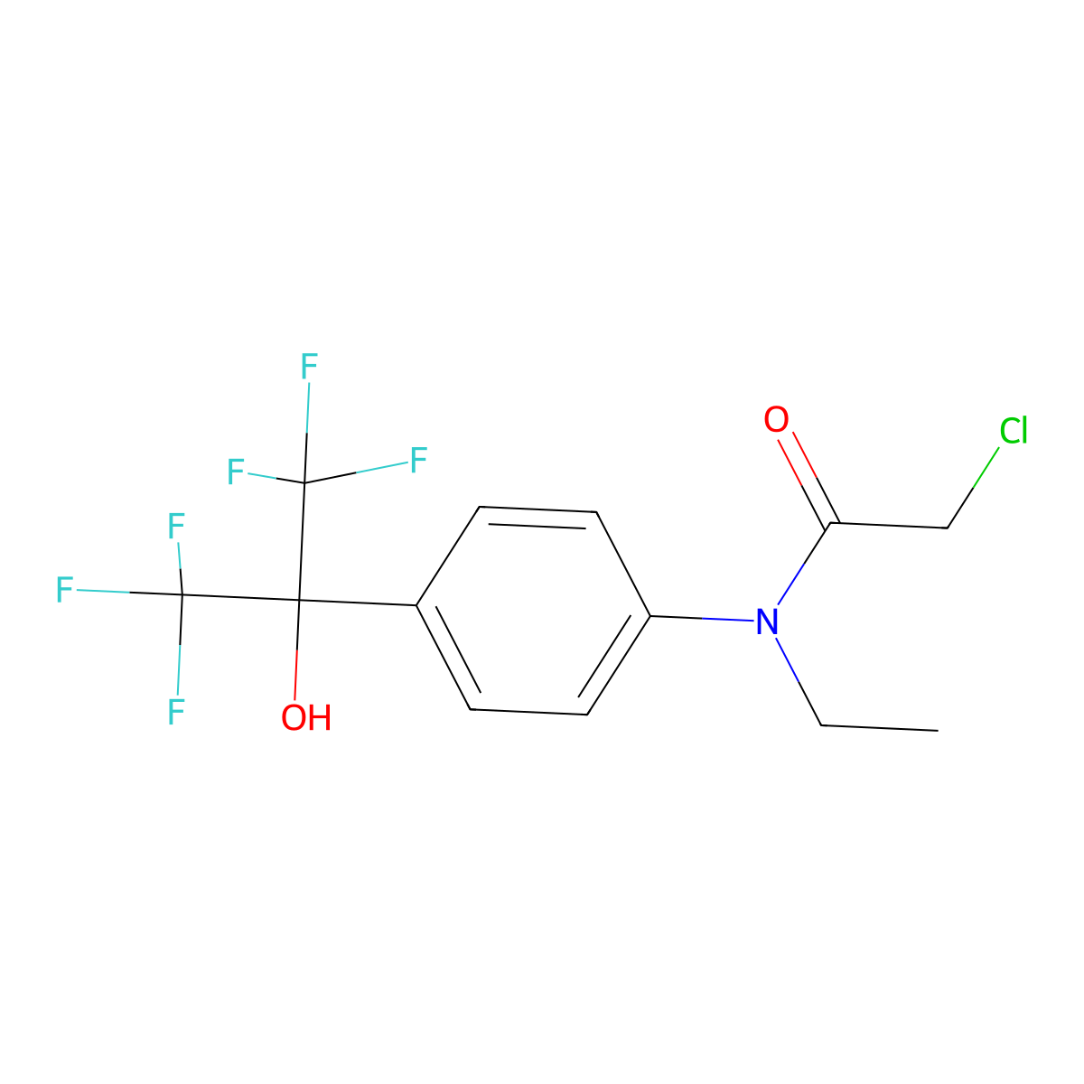 2-Chloro-N-ethyl-N-(4-(1,1,1,3,3,3-hexafluoro-2-hydroxypropan-2-yl)phenyl)acetamide molecular structure, CAS 1951441-88-5