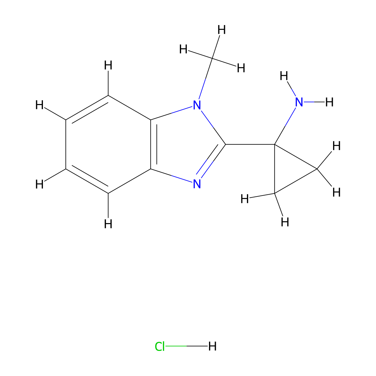 1-(1-Methyl-1H-benzo[d]imidazol-2-yl)cyclopropanamine hydrochloride molecular structure, CAS 1951442-02-6