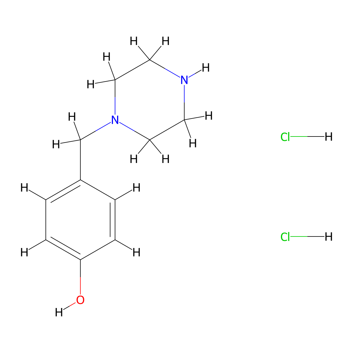 p-Hydroxybenzylpiperazine dihydrochloride molecular structure, CAS 1951442-10-6