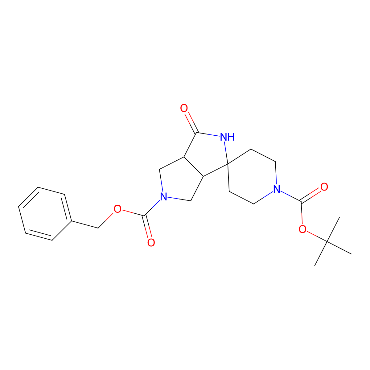 Trans-5-Benzyl 1-Tert-Butyl 3-Oxotetrahydro-2H-Spiro[Piperidine-4,1-Pyrrolo[3,4-C]Pyrrole]-1,5(3H)-Dicarboxylate molecular structure, CAS 1951442-13-9