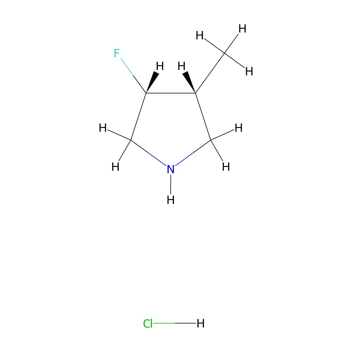 rac-(3R,4R)-3-fluoro-4-methylpyrrolidine hydrochloride molecular structure, CAS 1951444-32-8