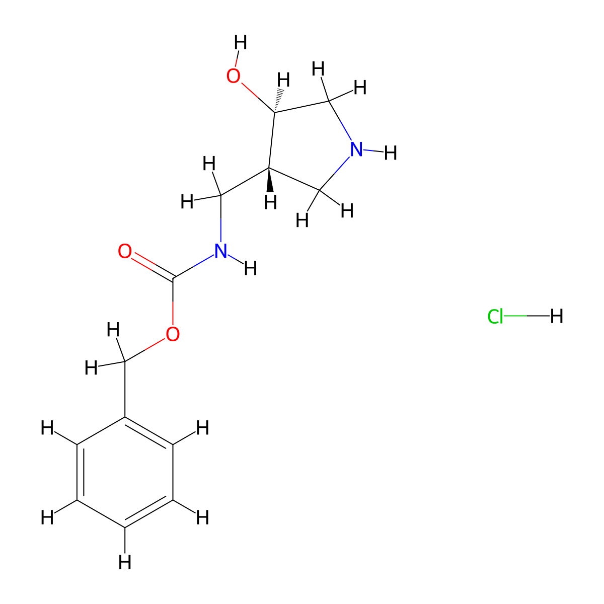 trans-Benzyl ((4-hydroxypyrrolidin-3-YL)methyl)carbamate hcl molecular structure, CAS 1951444-34-0