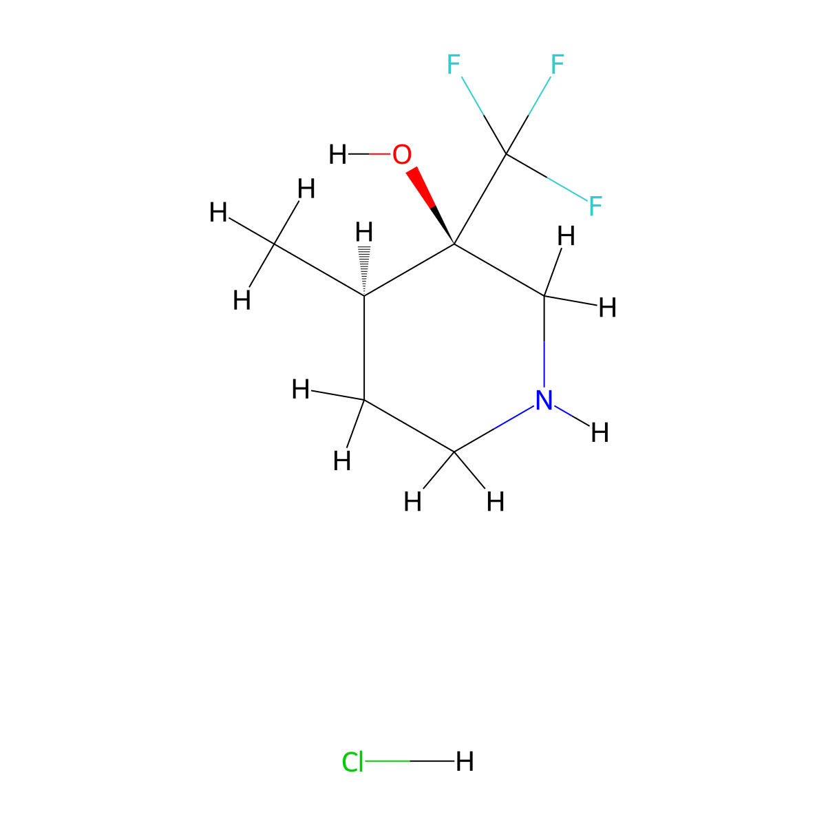 cis-4-Methyl-3-(trifluoromethyl)piperidin-3-OL hcl molecular structure, CAS 1951444-38-4