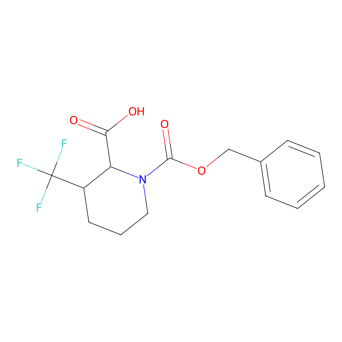 Cis-1-((benzyloxy)carbonyl)-3-(trifluoromethyl)piperidine-2-carboxylic acid molecular structure, CAS 1951444-39-5