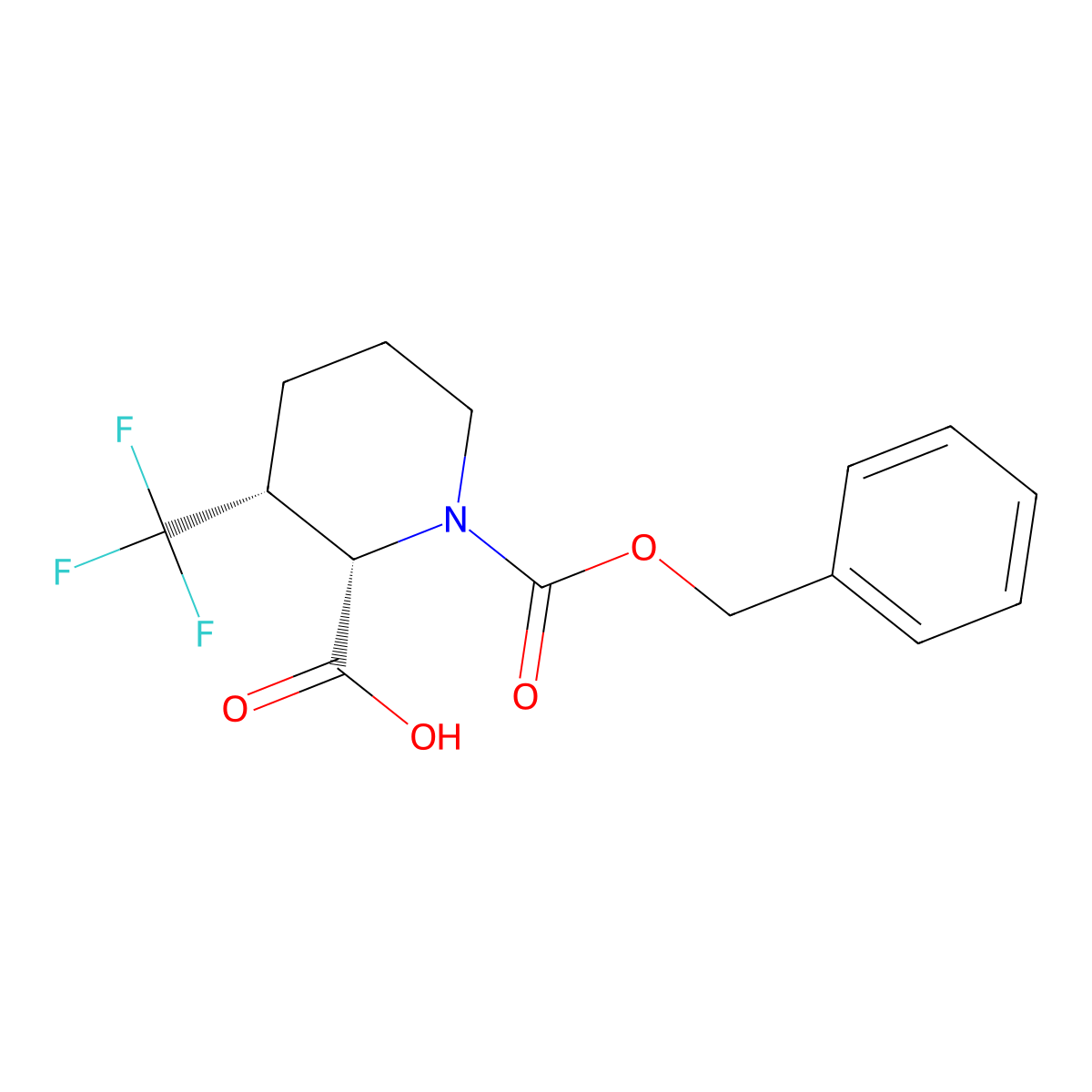 Cis-1-((benzyloxy)carbonyl)-3-(trifluoromethyl)piperidine-2-carboxylic acid molecular structure, CAS 1951444-39-5