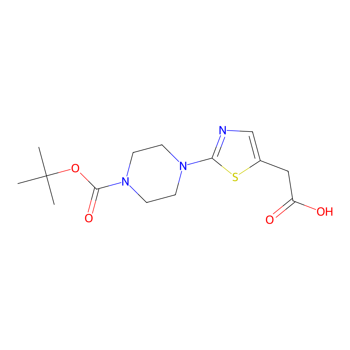 2-(2-(4-(tert-Butoxycarbonyl)piperazin-1-yl)thiazol-5-yl)acetic acid molecular structure, CAS 1951444-42-0