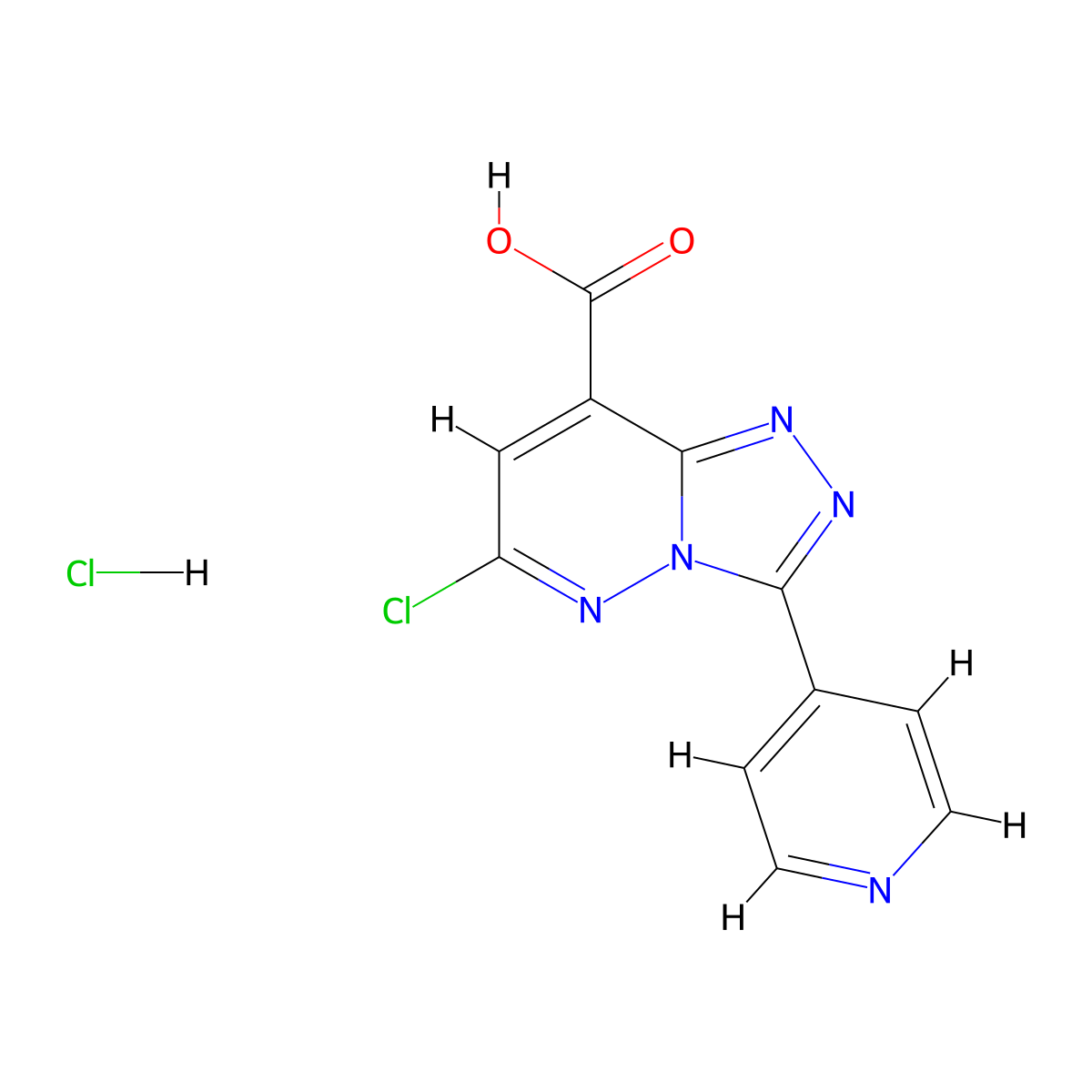 6-Chloro-3-(pyridin-4-yl)-[1,2,4]triazolo[4,3-b]pyridazine-8-carboxylic acid HCl molecular structure, CAS 1951444-55-5