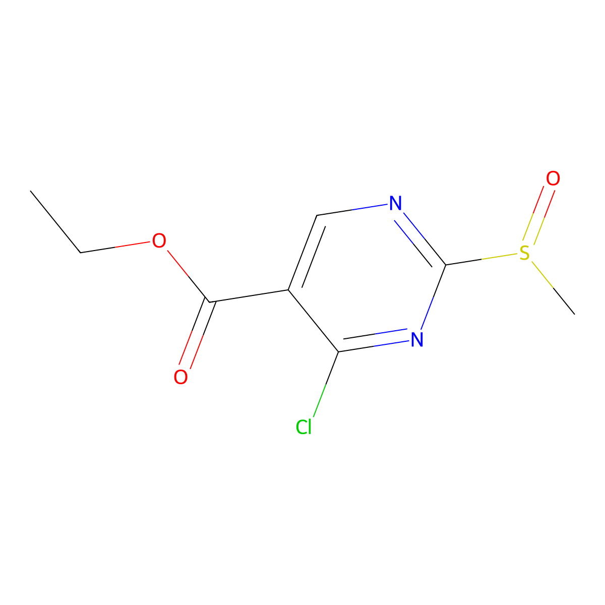 Ethyl 4-chloro-2-(methylsulfinyl)pyrimidine-5-carboxylate molecular structure, CAS 1951444-69-1