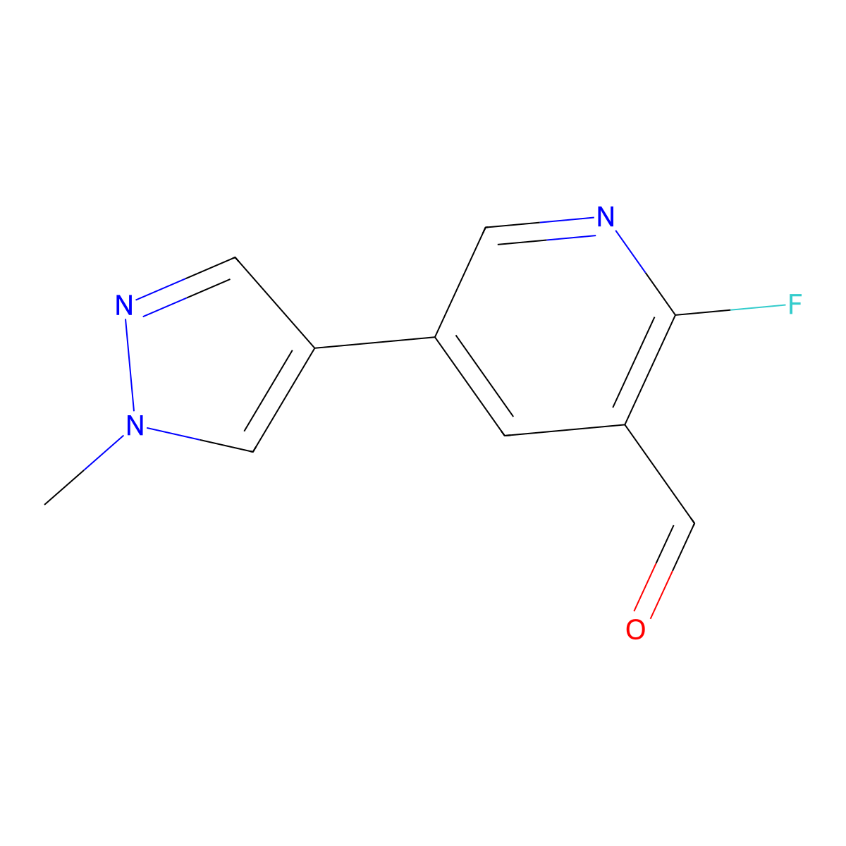 2-Fluoro-5-(1-methyl-1H-pyrazol-4-yl)nicotinaldehyde molecular structure, CAS 1951444-74-8