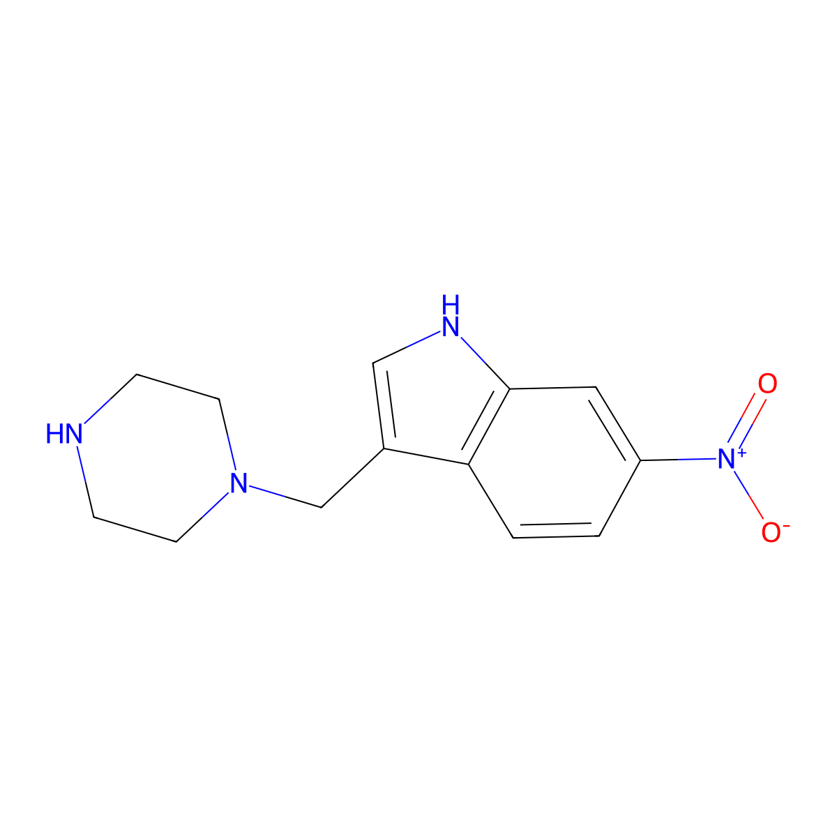 6-Nitro-3-(piperazin-1-ylmethyl)-1H-indole molecular structure, CAS 1951444-79-3