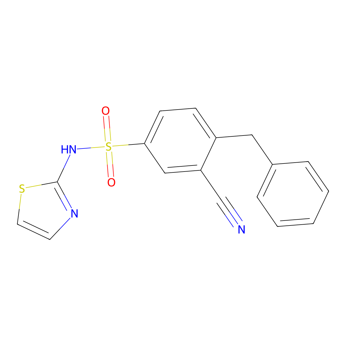 4-Benzyl-3-cyano-N-(thiazol-2-yl)benzenesulfonamide molecular structure, CAS 1951444-80-6