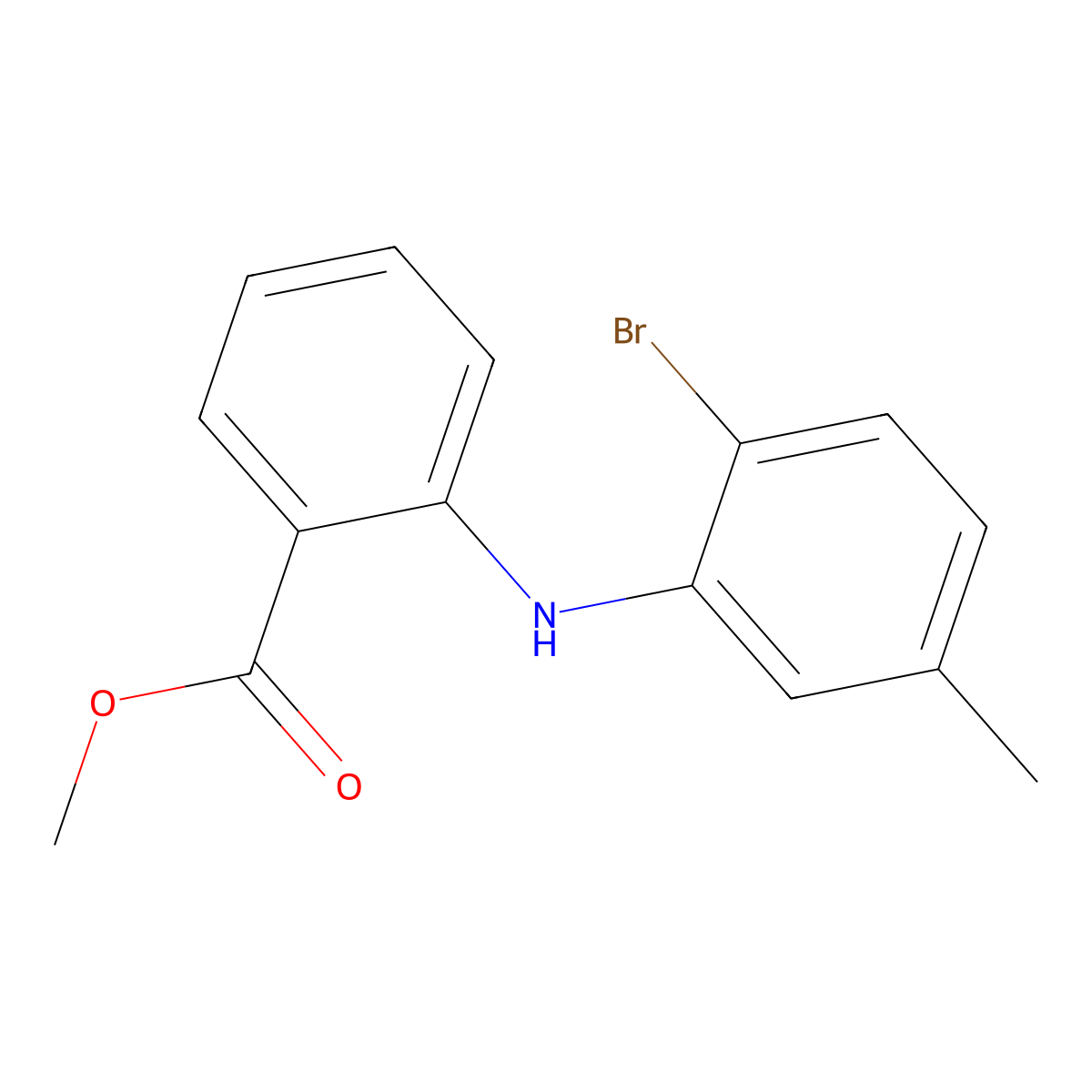 Methyl 2-((2-bromo-5-methylphenyl)amino)benzoate molecular structure, CAS 1951444-81-7