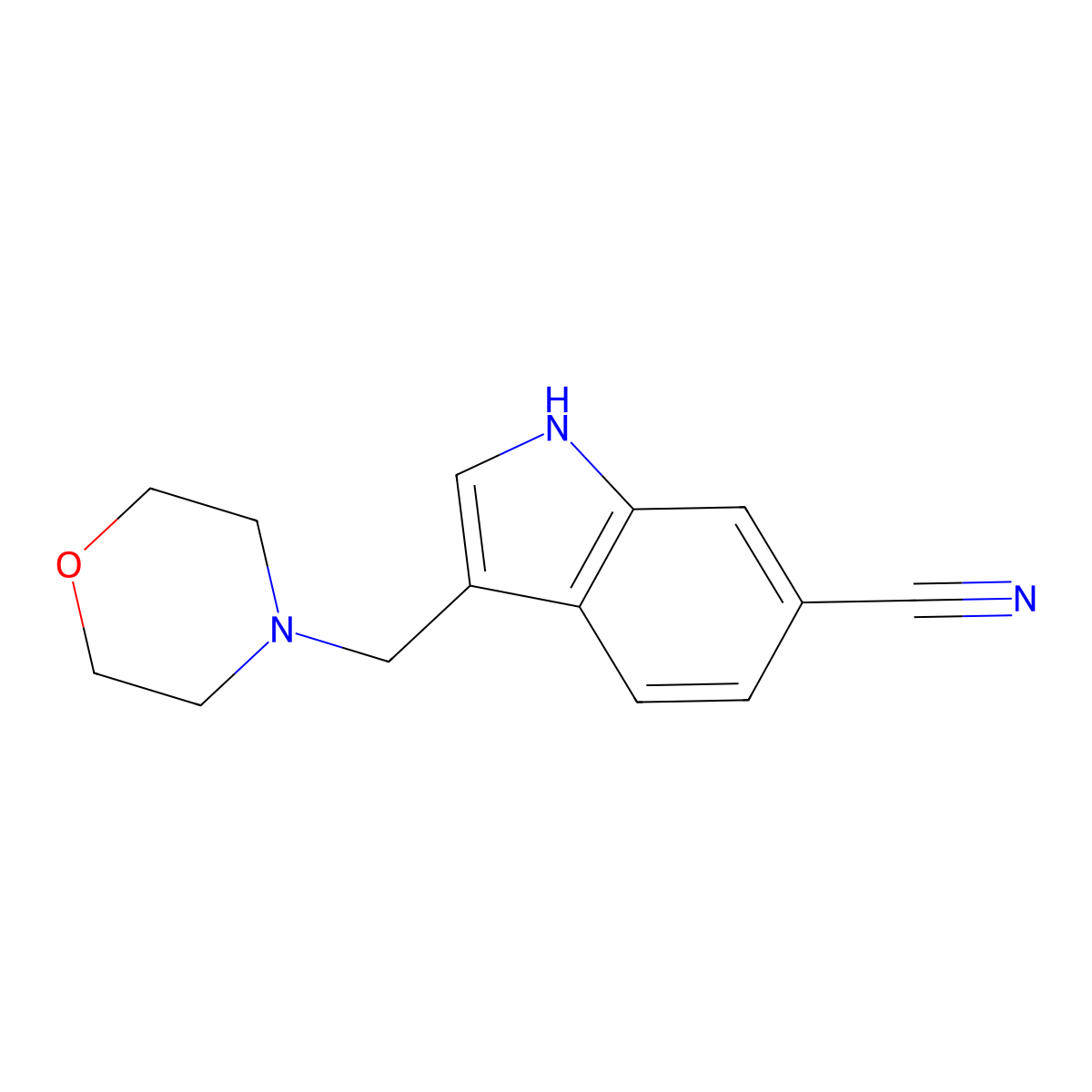 3-(Morpholinomethyl)-1H-indole-6-carbonitrile molecular structure, CAS 1951444-87-3