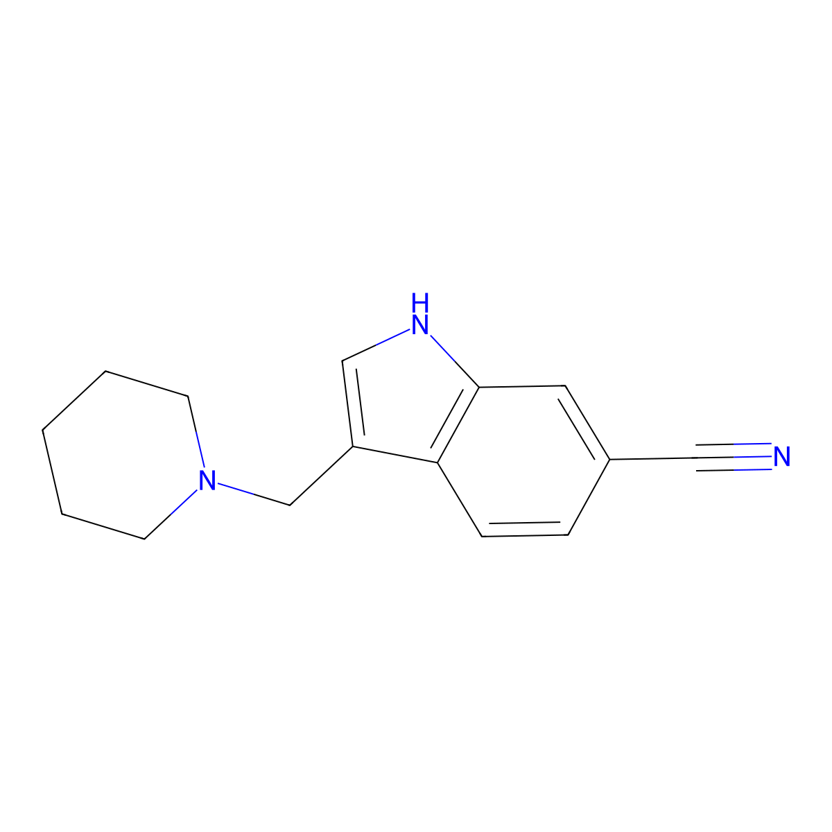 3-(Piperidin-1-ylmethyl)-1H-indole-6-carbonitrile molecular structure, CAS 1951444-91-9