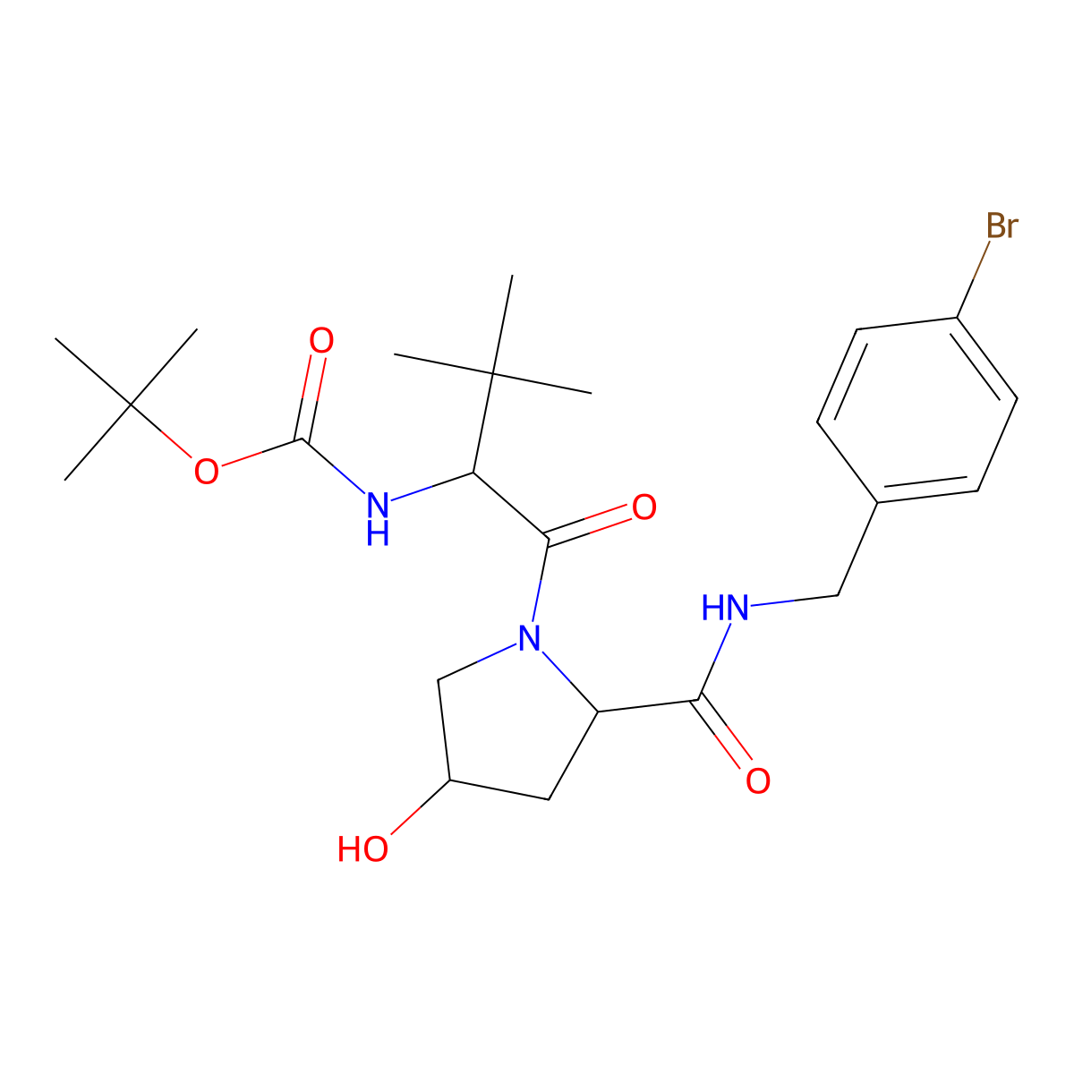 tert-butyl ((S)-1-((2S,4R)-2-((4-bromobenzyl)carbamoyl)-4-hydroxypyrrolidin-1-yl)-3,3-dimethyl-1-oxobutan-2-yl)carbamate molecular structure, CAS 1951445-17-2