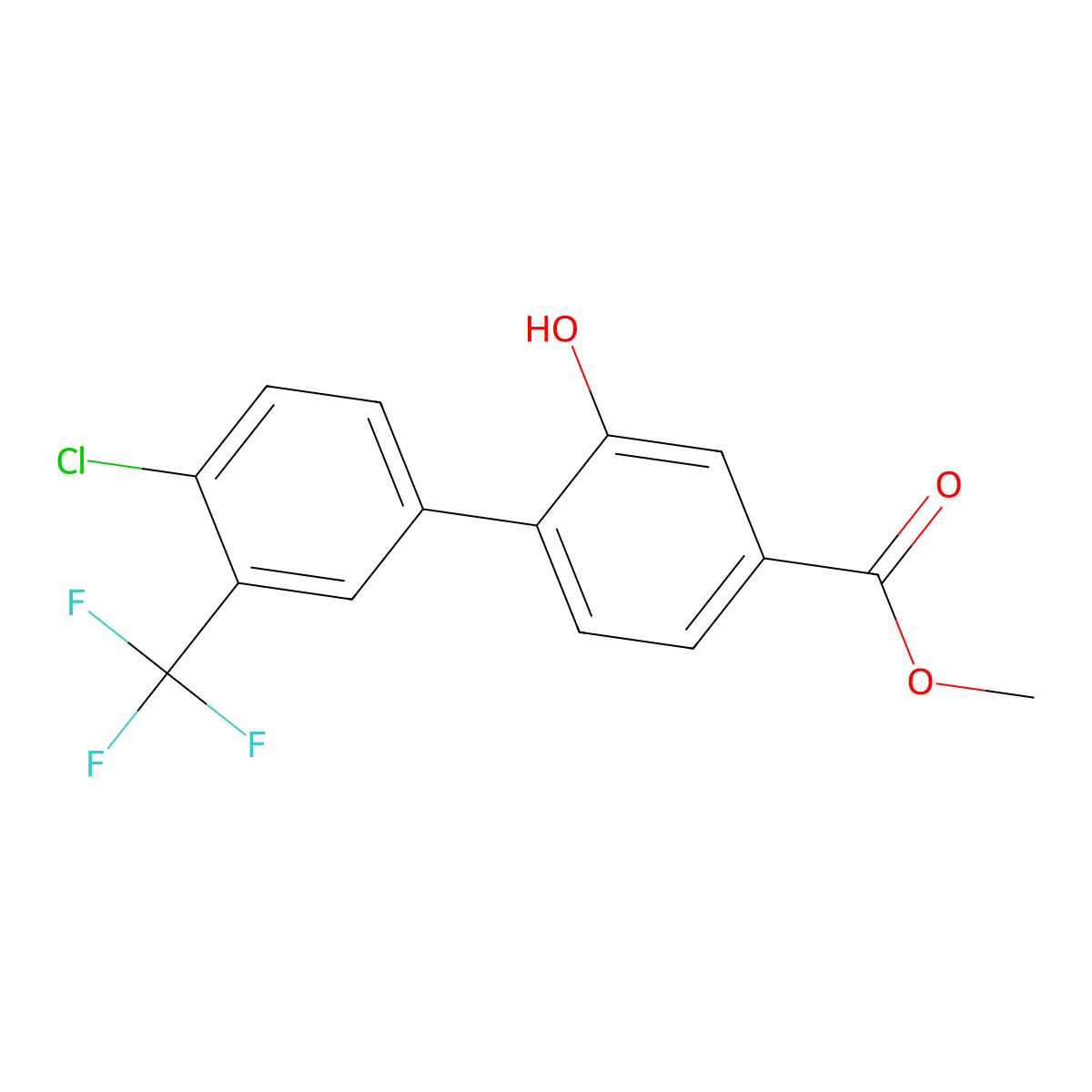Methyl 4'-chloro-2-hydroxy-3'-(trifluoromethyl)-[1,1'-biphenyl]-4-carboxylate molecular structure, CAS 1951451-61-8