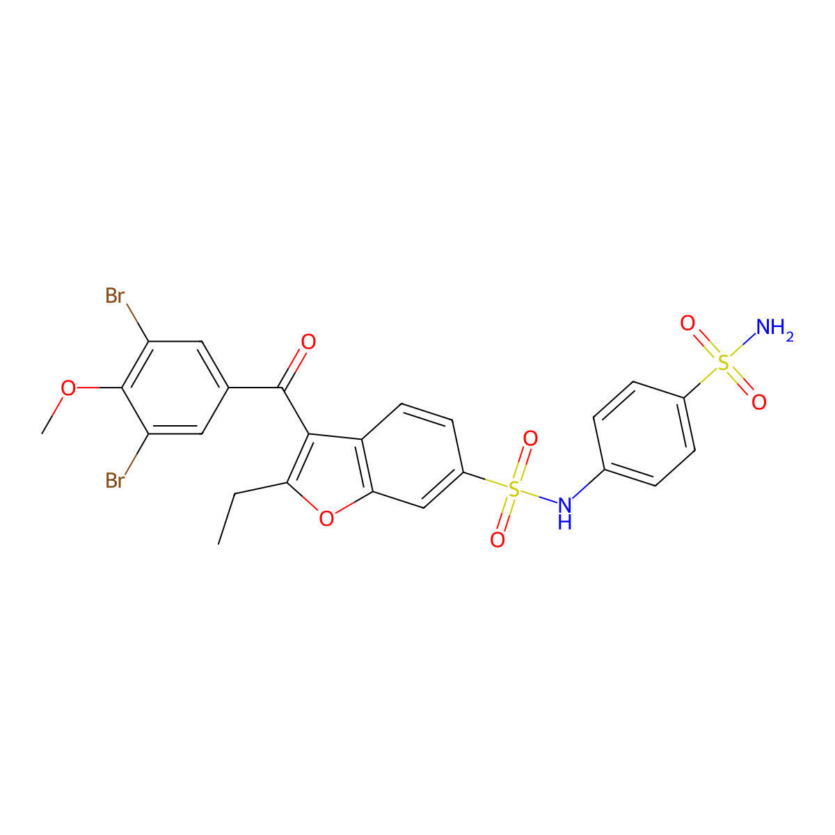 3-(3,5-dibromo-4-methoxybenzoyl)-2-ethyl-N-(4-sulfamoylphenyl)benzofuran-6-sulfonamide molecular structure, CAS 1951451-62-9