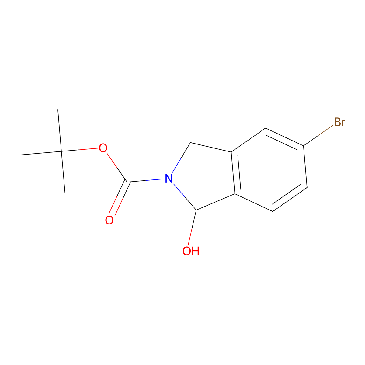 Tert-butyl 5-bromo-1-hydroxyisoindoline-2-carboxylate molecular structure, CAS 1951451-70-9