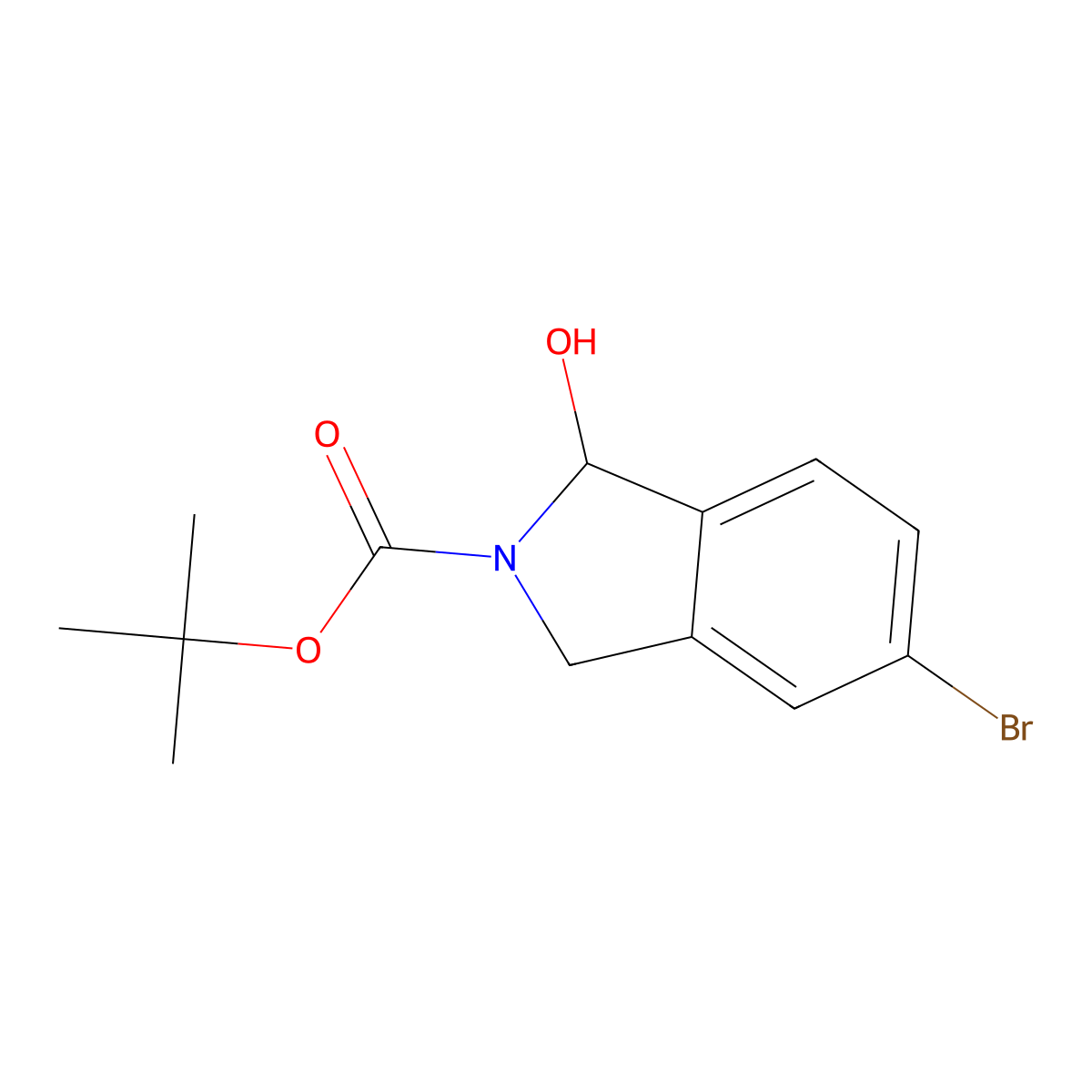 Tert-butyl 5-bromo-1-hydroxyisoindoline-2-carboxylate molecular structure, CAS 1951451-70-9
