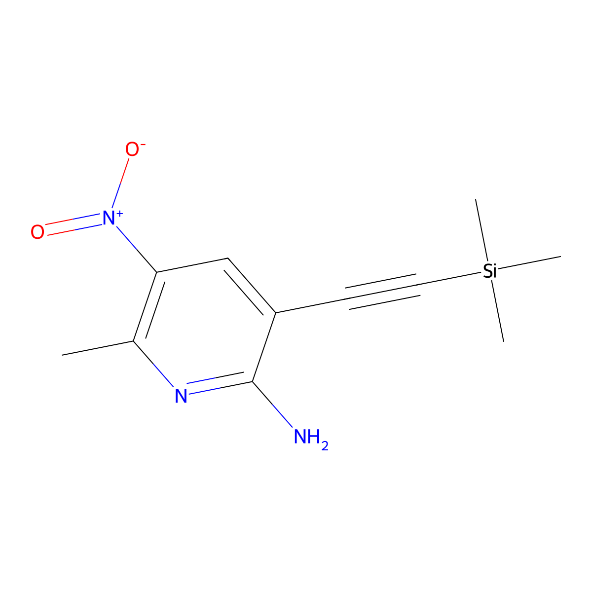 6-Methyl-5-nitro-3-((trimethylsilyl)ethynyl)pyridin-2-amine molecular structure, CAS 1951451-72-1