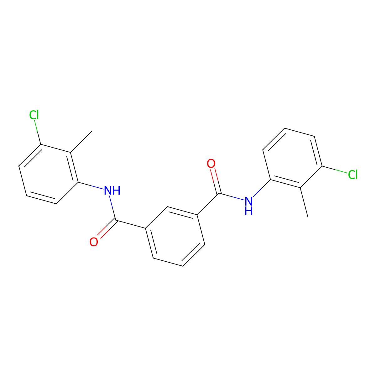 1-N,3-N-bis(3-chloro-2-methylphenyl)benzene-1,3-dicarboxamide molecular structure, CAS 195194-59-3