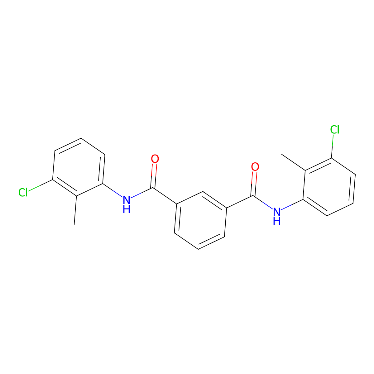1-N,3-N-bis(3-chloro-2-methylphenyl)benzene-1,3-dicarboxamide molecular structure, CAS 195194-59-3
