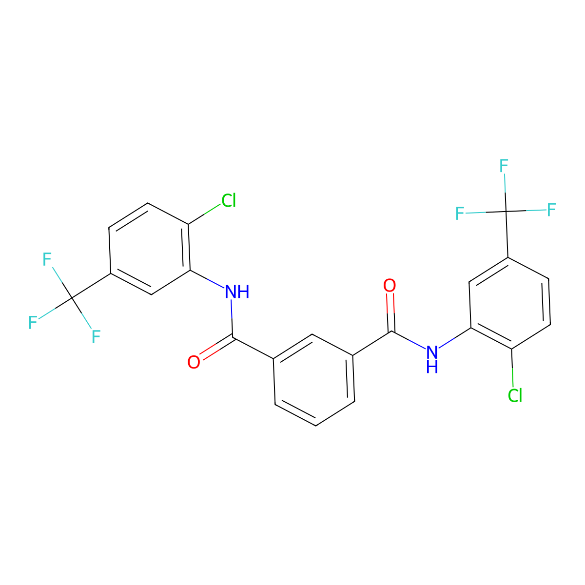 1-N,3-N-bis[2-chloro-5-(trifluoromethyl)phenyl]benzene-1,3-dicarboxamide molecular structure, CAS 195195-04-1