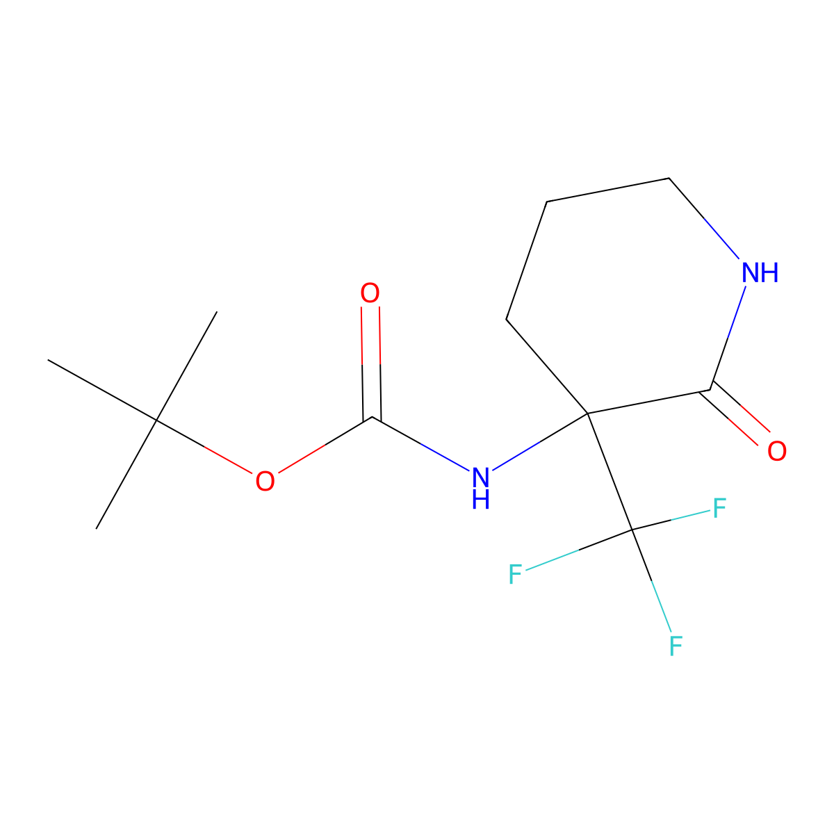 tert-Butyl 2-oxo-3-(trifluoromethyl)piperidin-3-ylcarbamate molecular structure, CAS 195196-07-7