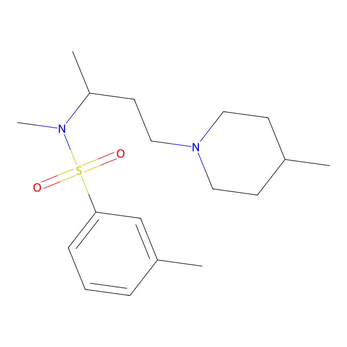 N,3-Dimethyl-N-((1R)-1-methyl-3-(4-methyl-1-piperidinyl)propyl)benzenesulfonamide molecular structure, CAS 195199-95-2