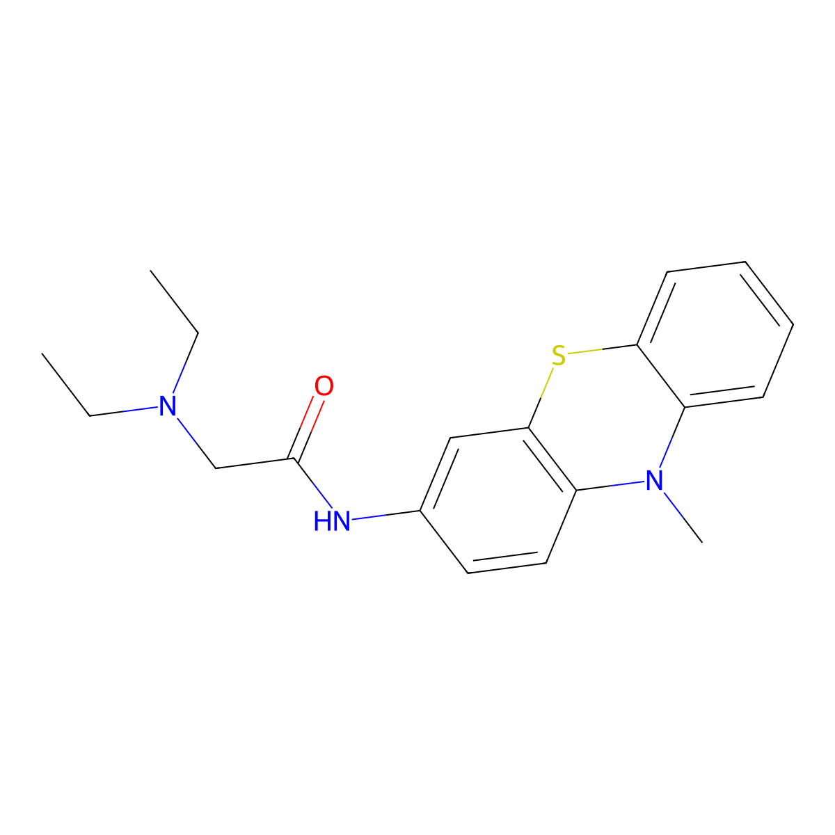 Acetamide, 2-(diethylamino)-N-(10-methyl-10H-phenothiazin-3-yl)- molecular structure, CAS 1952-62-1
