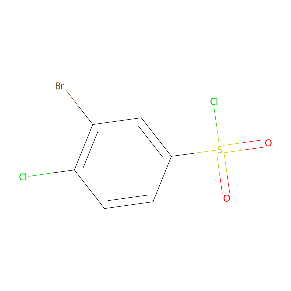 3-Bromo-4-chlorobenzene-1-sulfonyl chloride molecular structure, CAS 195201-10-6