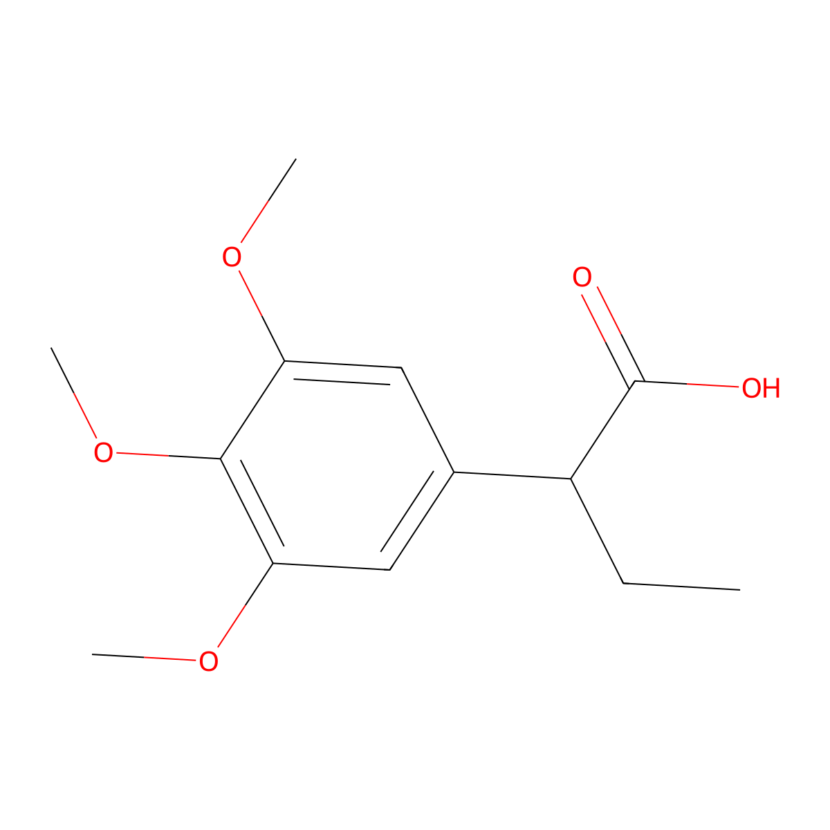 (2S)-2-(3,4,5-trimethoxyphenyl)butanoic acid molecular structure, CAS 195202-08-5