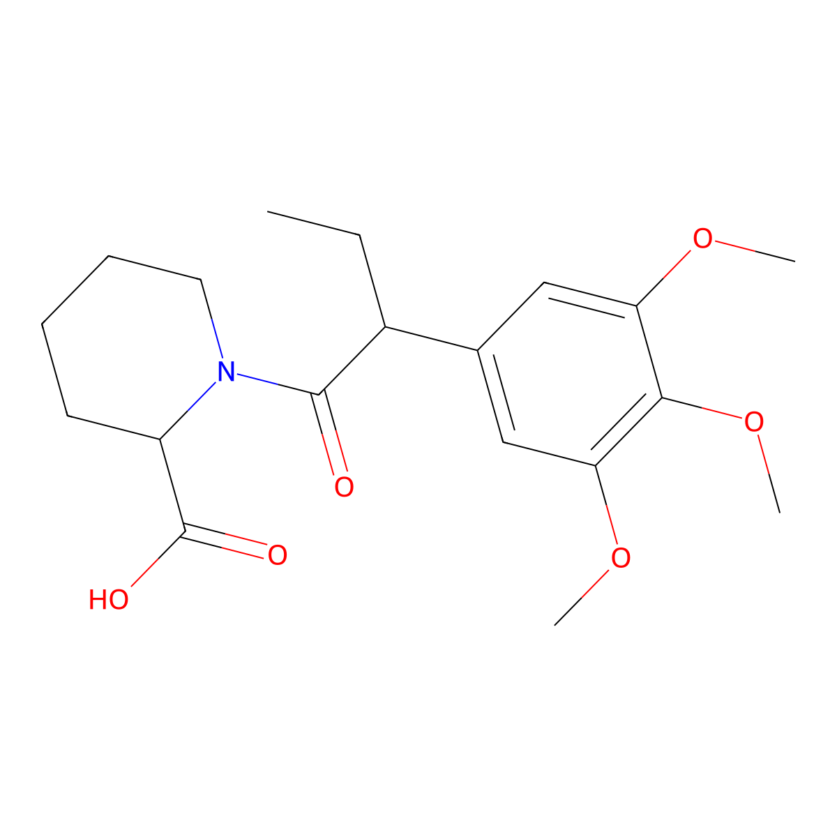 (S)-1-((S)-2-(3,4,5-trimethoxyphenyl)butanoyl)piperidine-2-carboxylic acid molecular structure, CAS 195202-09-6