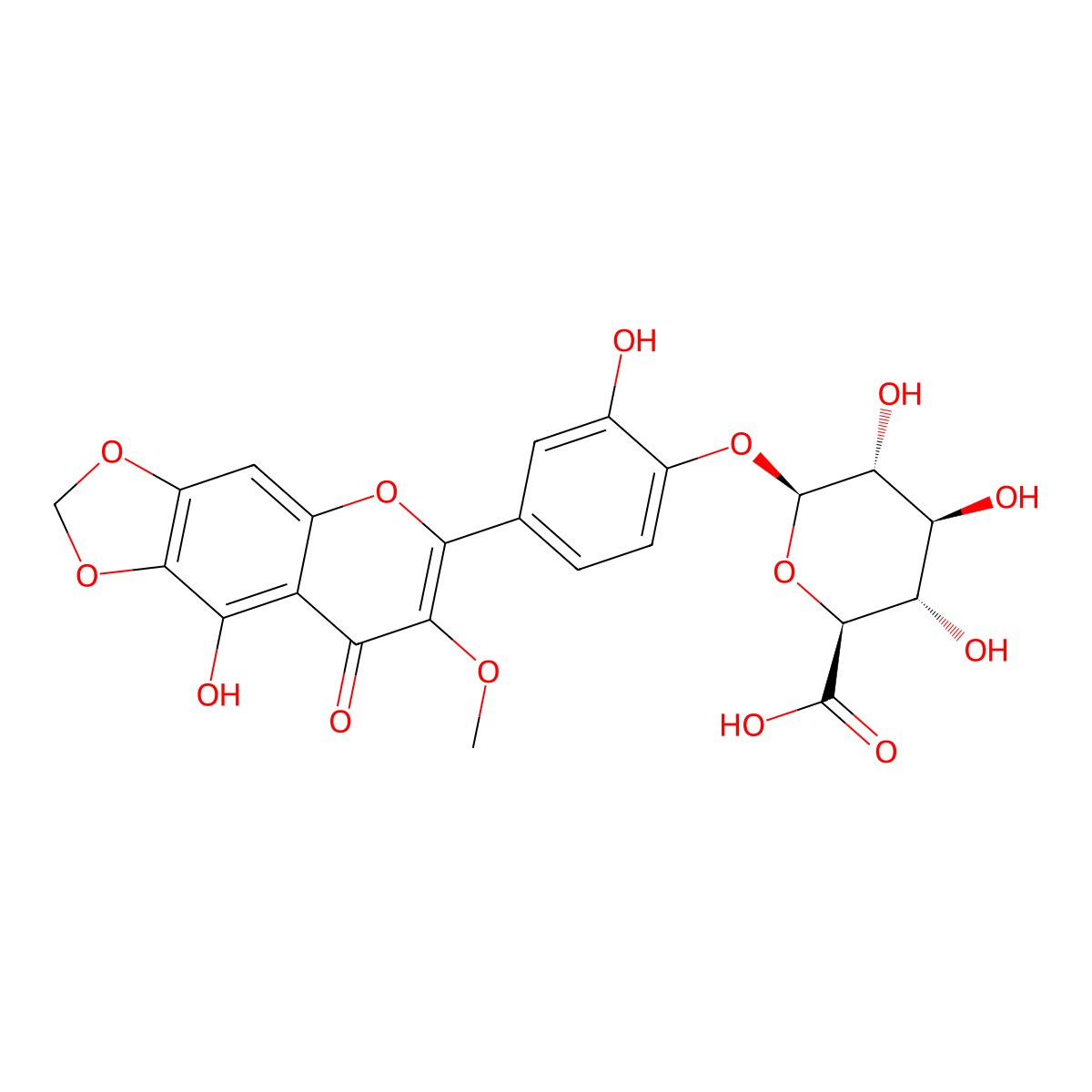 5,3',4'-Trihydroxy-3-methoxy-6,7-methylenedioxyflavone 4'-glucuronide molecular structure, CAS 195206-67-8