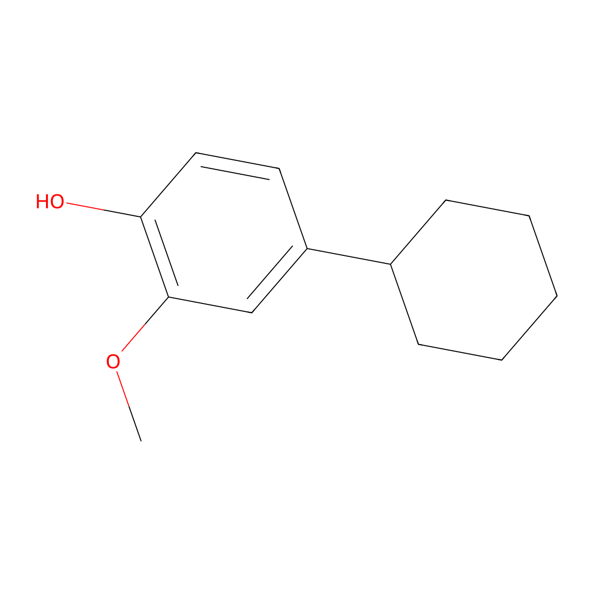 4-Cyclohexyl-2-methoxyphenol molecular structure, CAS 19521-72-3