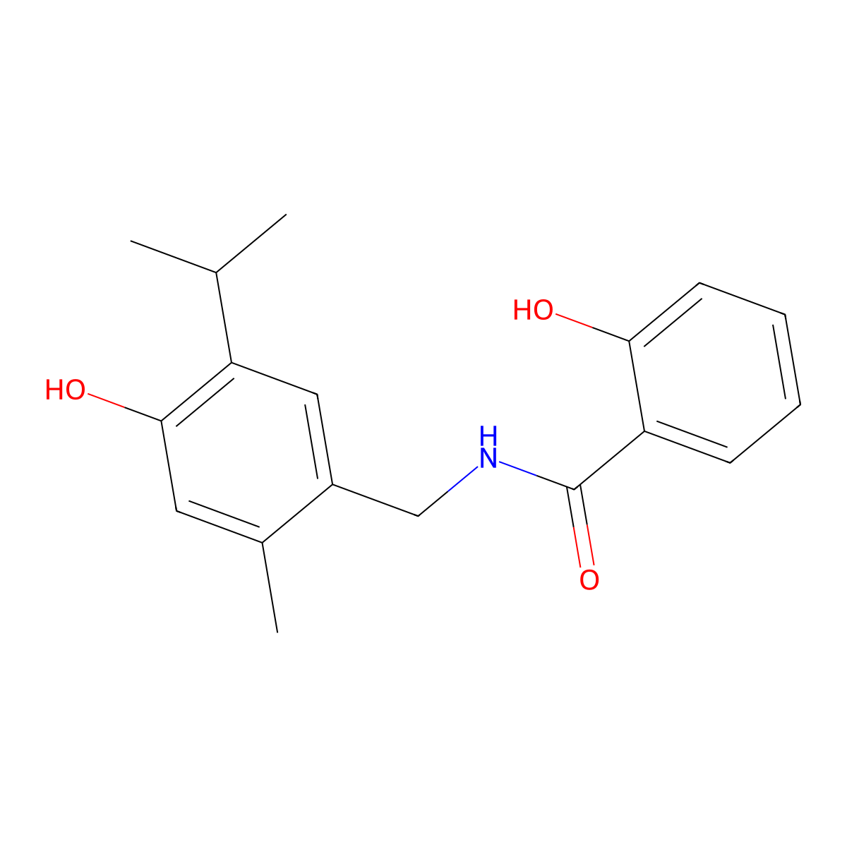 2-hydroxy-N-[(4-hydroxy-2-methyl-5-propan-2-ylphenyl)methyl]benzamide molecular structure, CAS 19522-72-6