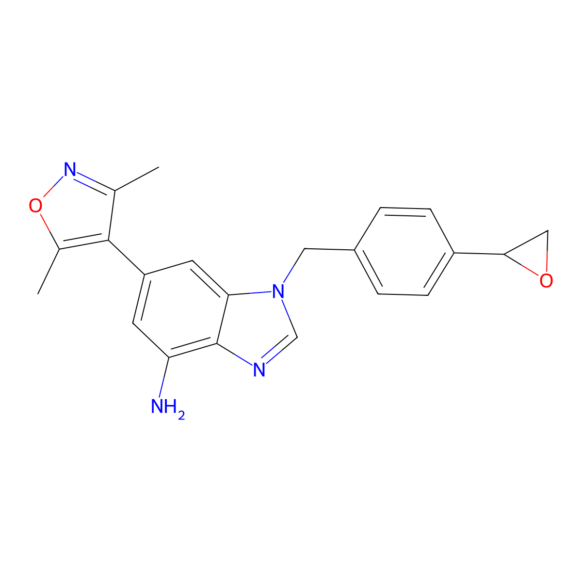6-(3,5-Dimethyl-1,2-oxazol-4-yl)-1-[[4-(oxiran-2-yl)phenyl]methyl]benzimidazol-4-amine molecular structure, CAS 1952264-36-6
