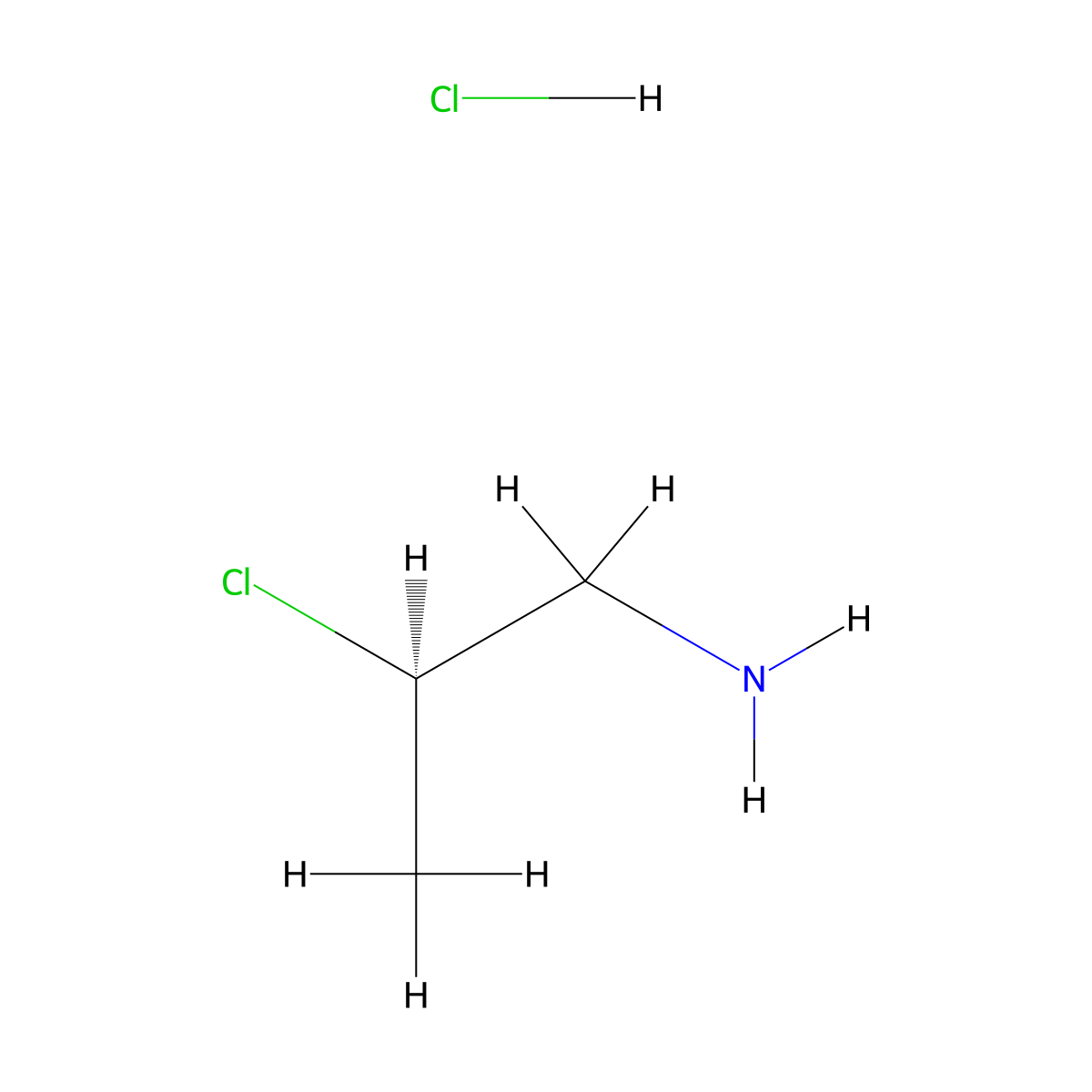 (2R)-2-chloropropan-1-amine hydrochloride molecular structure, CAS 1952287-21-6