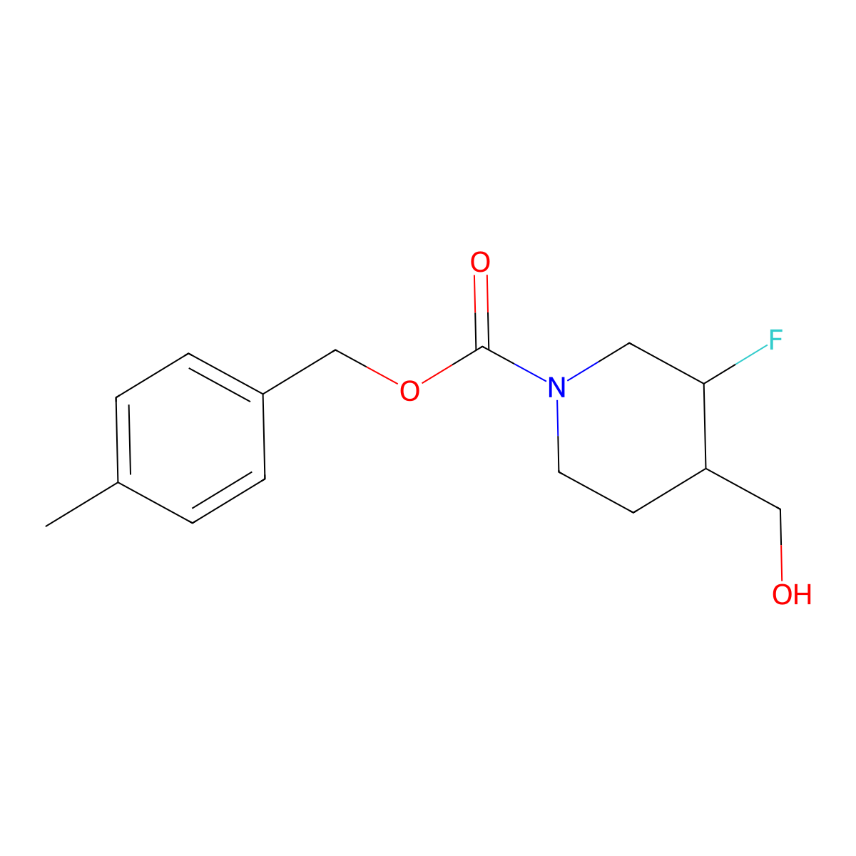 (4-methylphenyl)methyl (3S,4R)-3-fluoro-4-(hydroxymethyl)piperidine-1-carboxylate molecular structure, CAS 1952294-75-5
