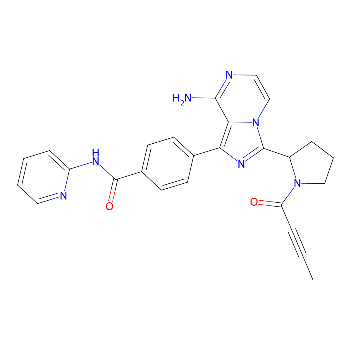 Acalabrutinib enantiomer molecular structure, CAS 1952316-43-6
