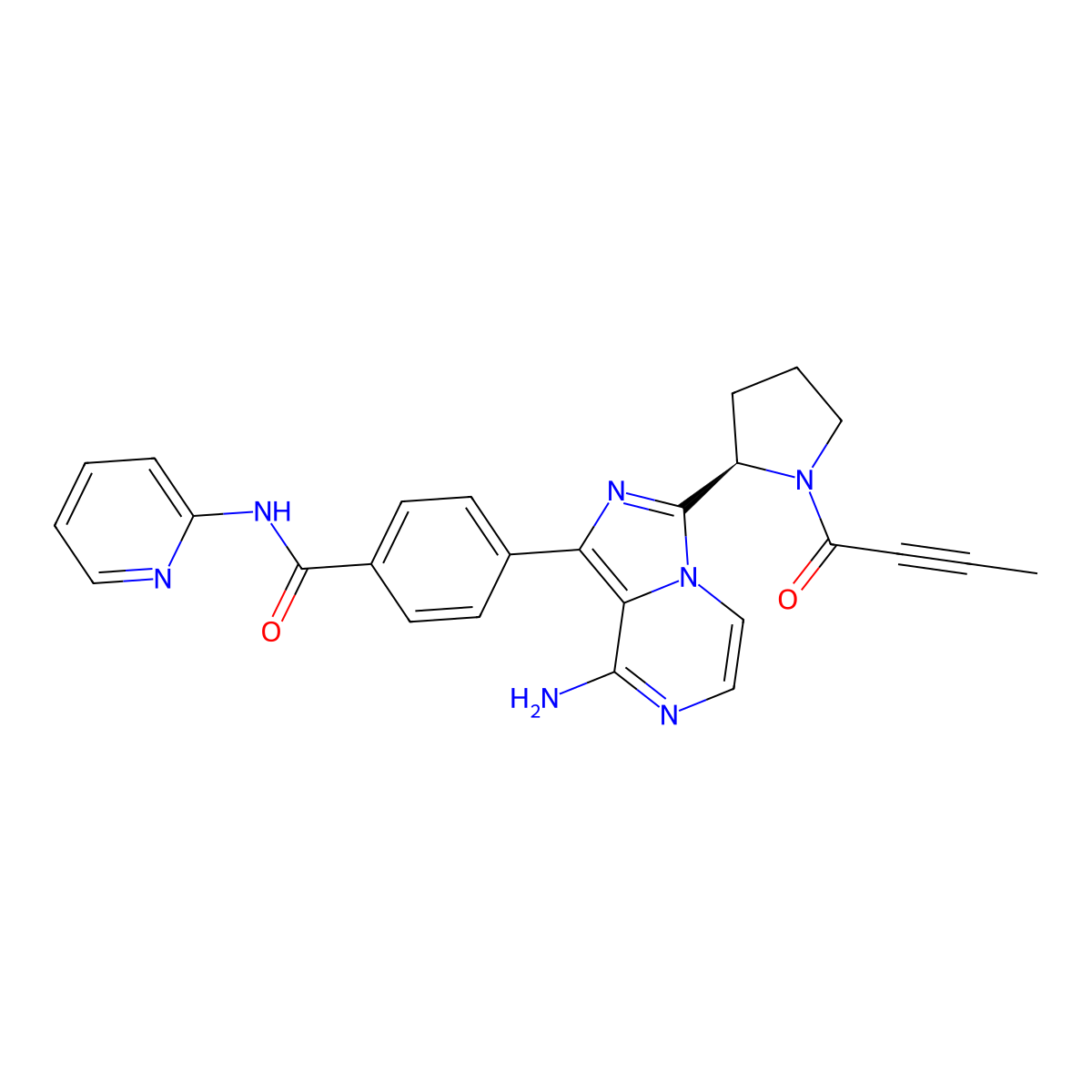 Acalabrutinib enantiomer molecular structure, CAS 1952316-43-6