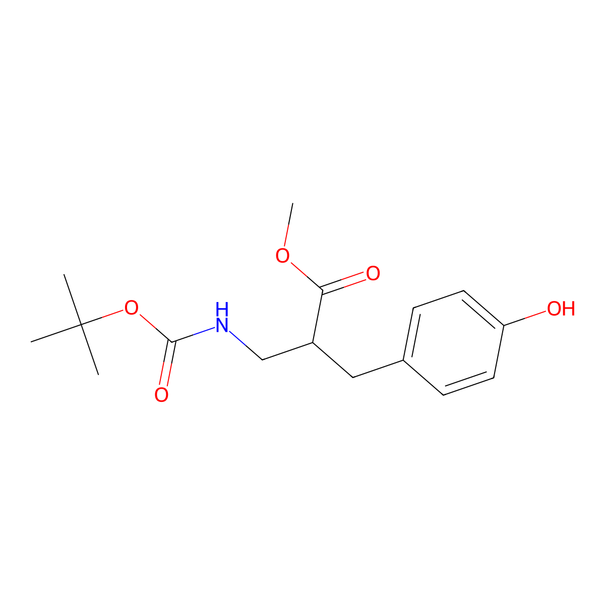 Methyl 3-{[(tert-butoxy)carbonyl]amino}-2-[(4-hydroxyphenyl)methyl]propanoate molecular structure, CAS 1952341-41-1