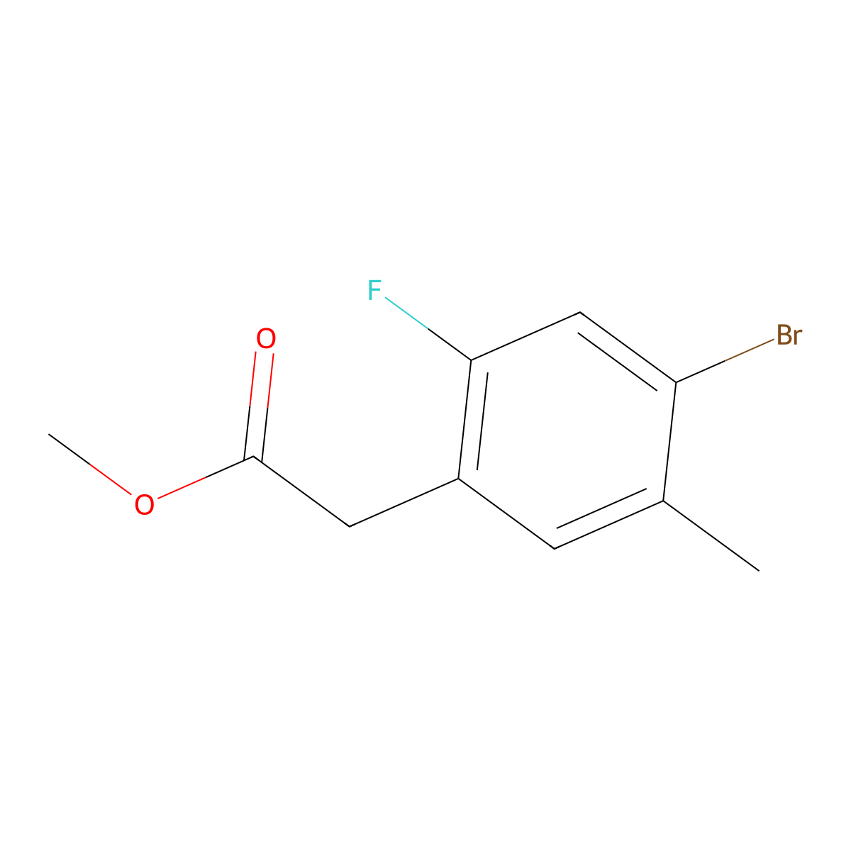 Methyl 4-Bromo-2-fluoro-5-methylphenylacetate molecular structure, CAS 1952356-60-3