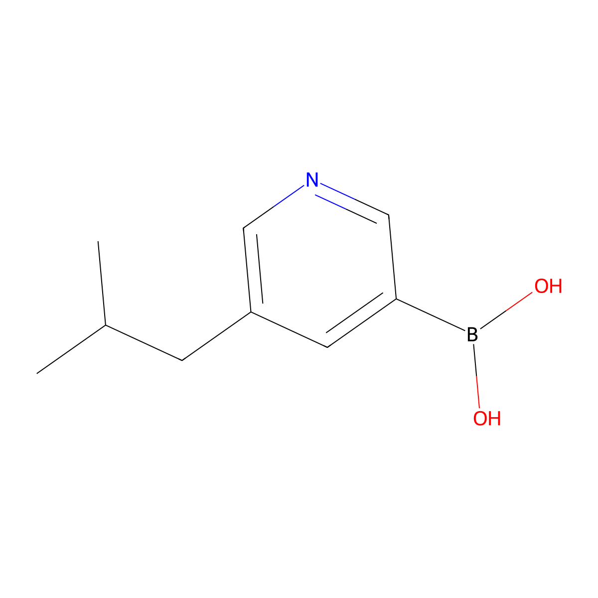 (5-Isobutyl-3-pyridyl)boronic acid molecular structure, CAS 1952356-61-4